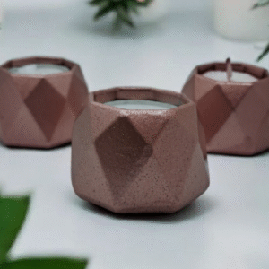 Handcrafted Eco Resin Rose Gold Tealight Holder Collection (Set of 3) - Minimalist Home Décor Bundle