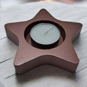 Handcrafted Rose Gold Eco Resin Star Tealight Holder - Copper Finish Festive Décor