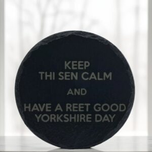 Handmade Round "Keep Thi Sen Calm" Yorkshire Coaster - Handcrafted Humour Gift