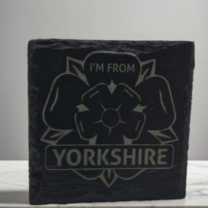 Handmade I'm From Yorkshire Rose Engraved Slate Coaster - Handcrafted Flag and Heritage Gift