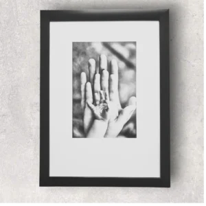 Holding Hands A4 Black Framed Print - Family, New Baby, or Mother's Day Gift Decor
