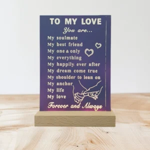 Handmade "To My Love" A6 Acrylic LED Plaque - USB Powered Romantic Gift