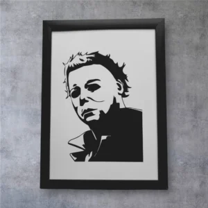 Michael Myers Portrait Print - A4 Black Framed Horror Movie Stencil Art