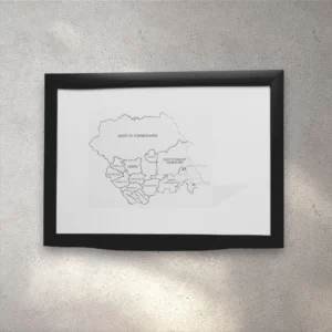 Handcrafted Yorkshire Map A4 Framed Print | UK County Divisions Wall Art | Unique Home Decor Gift