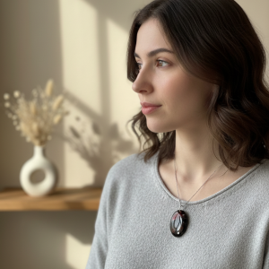 Handcrafted Resin Galaxy Pendant Necklace - Black, Red, and Gold Shimmer