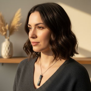 Handcrafted Resin Bar Necklace - Abstract Midnight Swirl Pendant