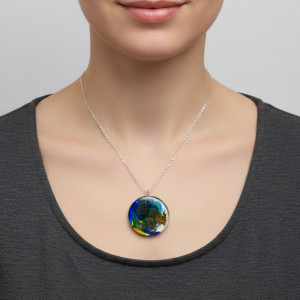 Handcrafted 'Little World' Resin Pendant Necklace - Delicate Metal Chain