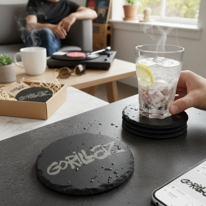 Handcrafted Gorillaz Logo Engraved Single Slate Coaster
