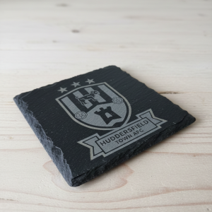 Handcrafted Huddersfield Town AFC Crest Engraved Square Slate Coaster