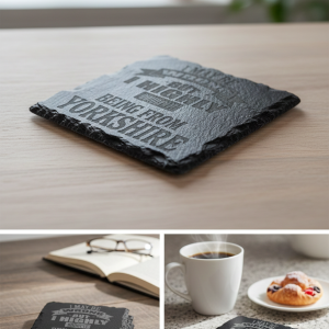 Handcrafted Yorkshire Quote Engraved Slate Coaster