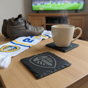 Handcrafted Leeds United Single Slate Coaster